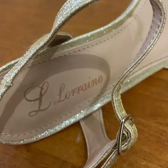 Lorraine Gold Leather with Rhinestone High Heel Sandals- Size 7.5M - Picture 7 of 8